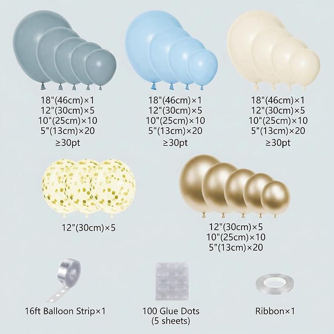 Sea Blue Balloon Garland Arch Kit 151pcs, Dusty Teal Light Blue Cream White - Image 5