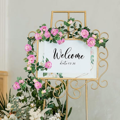 Teldrassil 4Pcs Artificial Rose Vine Fake Flower Garland Fake Silk Rose Hanging - Image 7