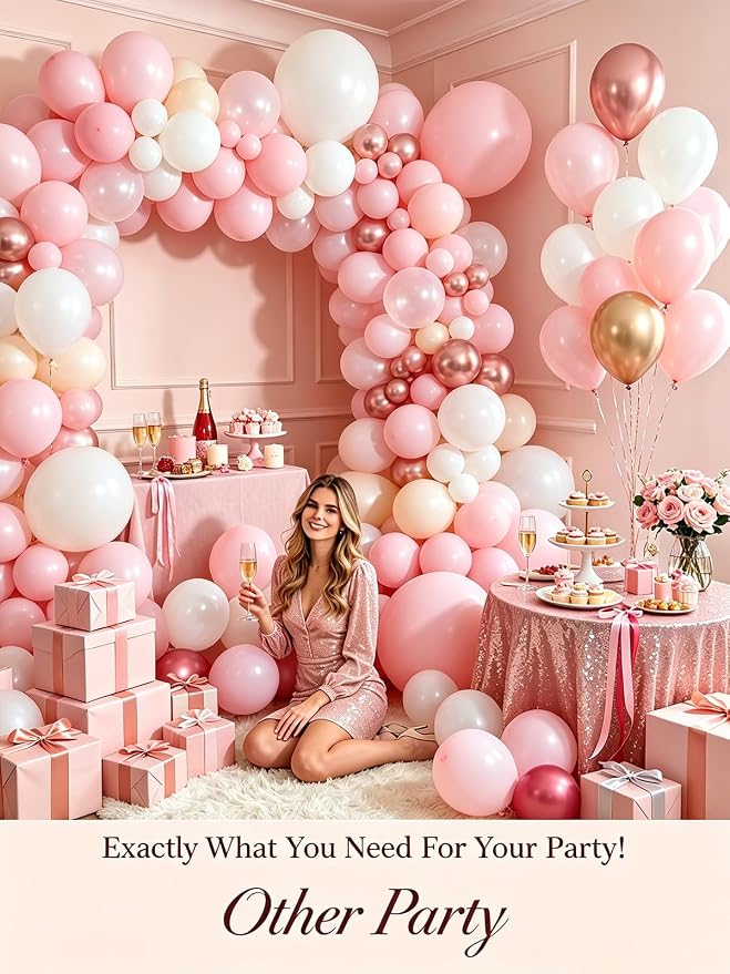 Pink Balloons 125 Pcs Different Sizes of 18 12 10 5 Inch Pastel Baby Soft Pink - Image 9