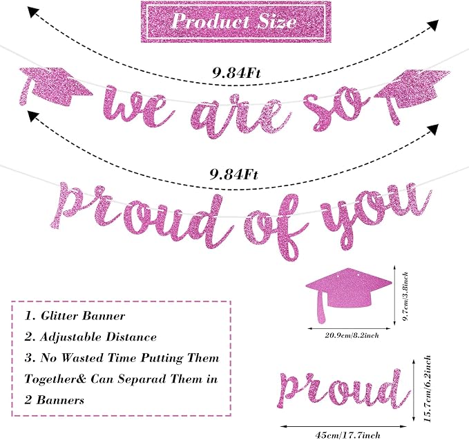 2026 Graduation Decorations Pre-Strung Blingbling We Are So Proud of You Banner - Image 7