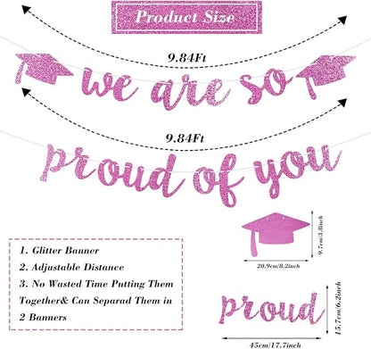 2026 Graduation Decorations Pre-Strung Blingbling We Are So Proud of You Banner - Image 7