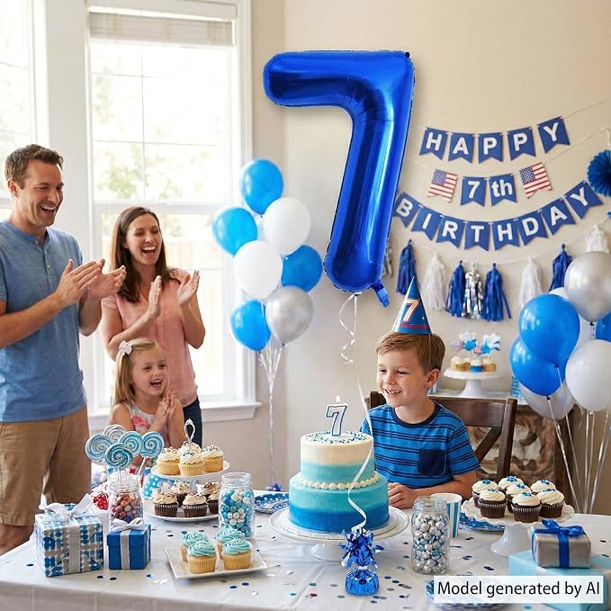 Navy Blue Number 7 Balloon 40 Inch, Foil Digit - Image 7