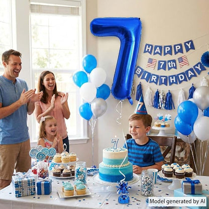 Navy Blue Number 7 Balloon 40 Inch, Foil Digit - Image 7