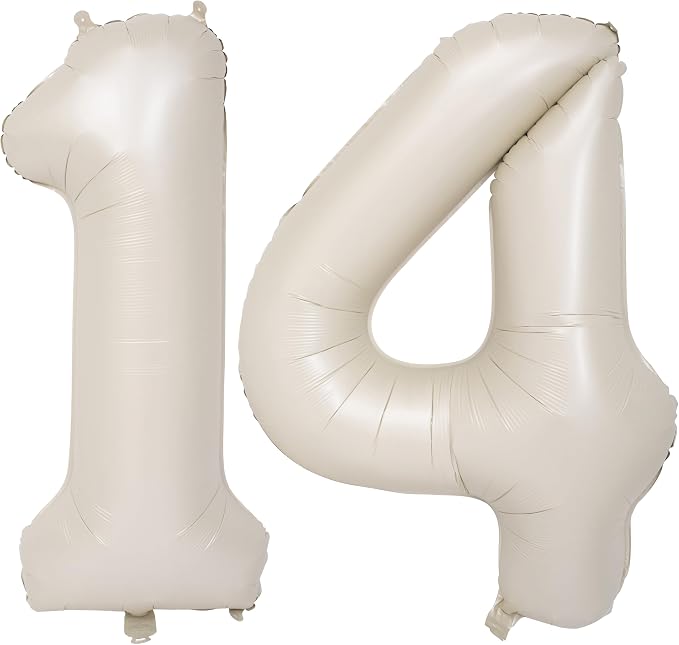 40 In Cream white Number Balloons Helium Foil Mylar Balloon Digital 14 | by Exquisitehighqualitypartydecorationstomeetyoureveryneed%EF%BC%81