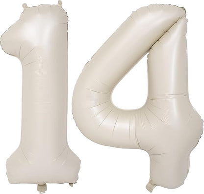 40 In Cream white Number Balloons Helium Foil Mylar Balloon Digital 14 | by Exquisitehighqualitypartydecorationstomeetyoureveryneed%EF%BC%81