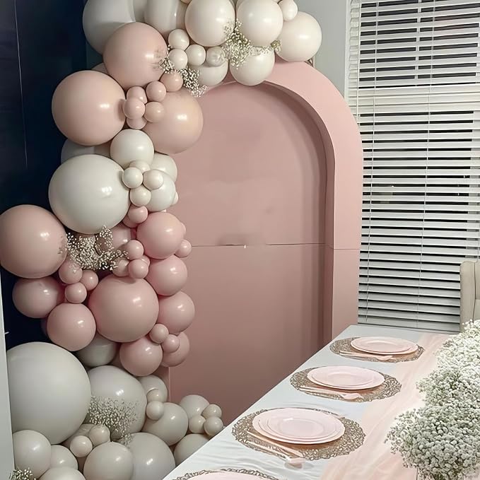 Pink Beige Double Balloons, Nude White Double Stuffed Balloons, Retro Dusty - Image 6