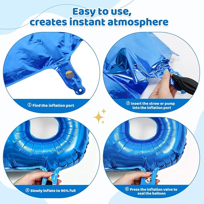 Blue HBD Balloons, HBD Foil Letter Balloon - Image 3