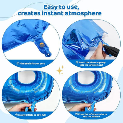 Blue HBD Balloons, HBD Foil Letter Balloon - Image 3