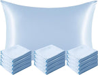 NTBAY 12 Pack Satin King Pillowcases for Hair and Skin, Luxurious and Silky Pillow Cases with Envelope Closure, 20 x 36 Inches, Aqua