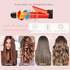 Automatic Curling Wand 28mm/1.1 inch Rotating Curling Iron with LED Display Fast Heating Wand for Short Long Hair Professional Hair Waver Styling Irons