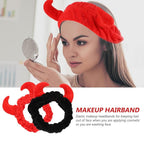Spa Headband Devil Horns Makeup Hair Bands Sturdy Wear-Resistant Face Washing Cosmetic Turban Head Wraps Shower Yoga for Women