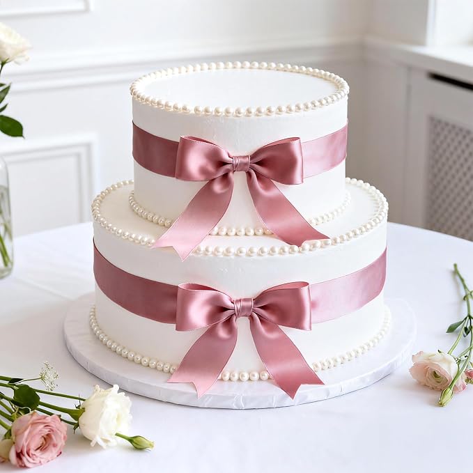 KINGLAKE Dusty Pink Satin Ribbon - Image 7