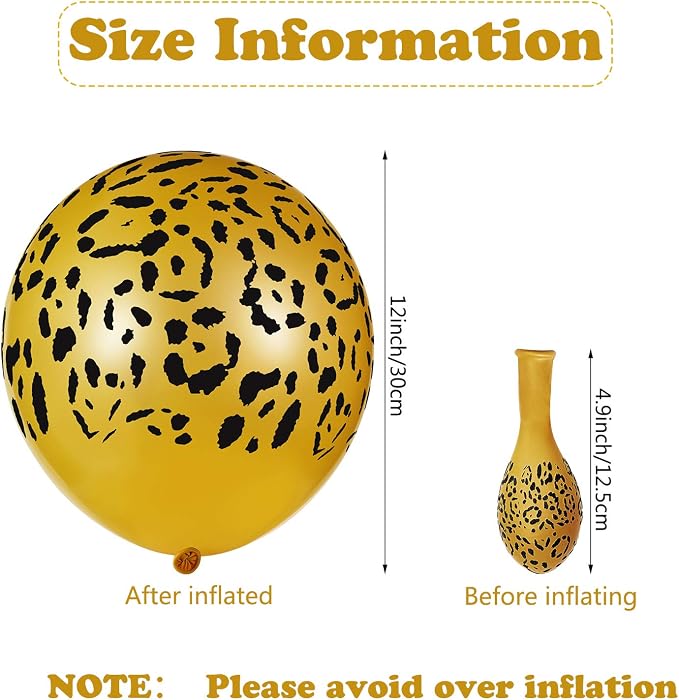 Gejoy 36 Pcs Gold Cheetah Print Balloons 12 Inch Leopard Print Balloons Safari - Image 2