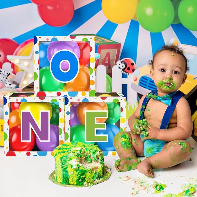 First Birthday Decorations for Boy Girls, ONE Balloon Boxes - Image 4