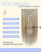 Full Shine Clip in Extensions 20 Inch Golden Blonde Mix Light Blonde Thick Human Hair Extensions Full Head Clip in Human Hair Remy Straight Hair 7 Pcs