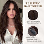 Rich Choices Hair Toppers for Women Real Human Hair 100% Human Remy Toppers NO Bangs for Women with Thinning on Top Clip in Hairpiece 4"x4.7"Lace Base 8 Inch #2 Dark Brown