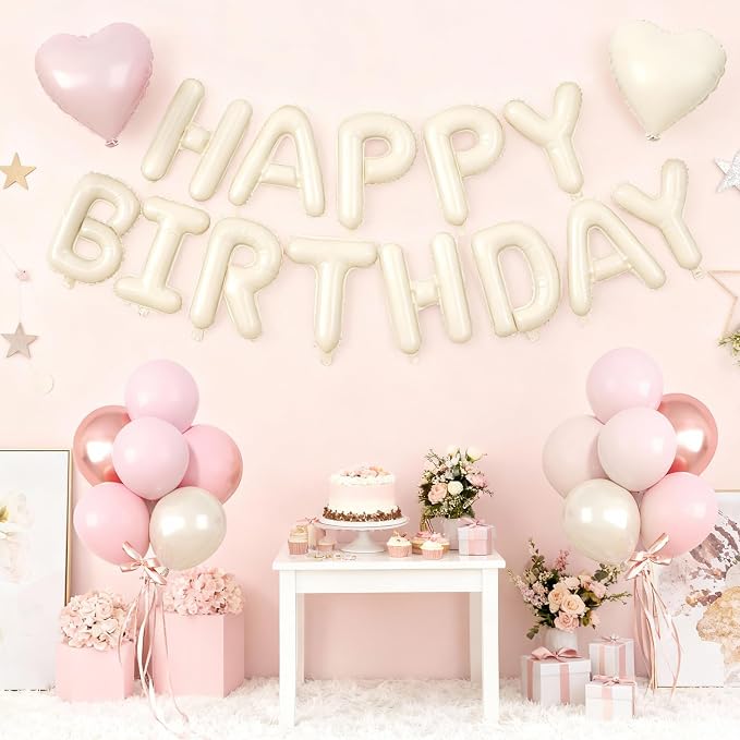 29PC Pink Heart Happy Birthday Balloon Banner, 16Inch 3D Aluminum Letter Banner - Image 9