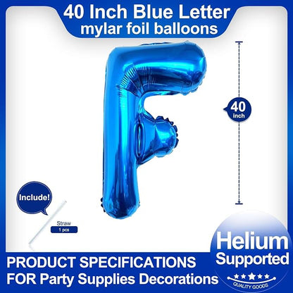40 Inch Blue Letter F Balloons, DIY Phrase Foil Alphabet Letter F Balloons DIY - Image 2