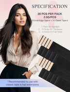 DOORES Invisible Tape in Hair Extensions Real Human Hair Invisi Edge, Jet Black 10 Injection Tape-ins with 10 Classic Tape-ins 50g 22 Inch, Virgin Human Injection Tape in Extension