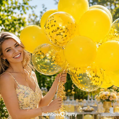 RainbowQ Yellow Balloons 55Pcs 12 Inch Confetti Latex Helium Party Balloon | - Image 2