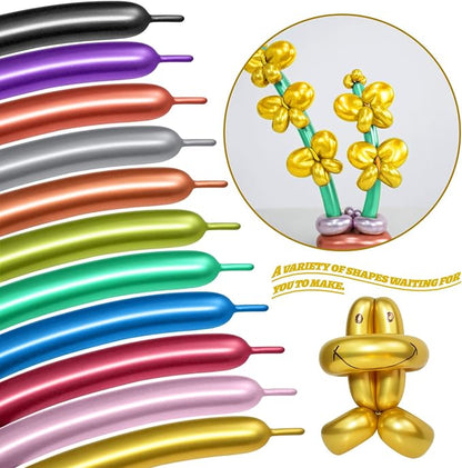 LXZFCRG 260 Long Balloons, Shiny Metallic Latex Twisting Balloon - Image 4