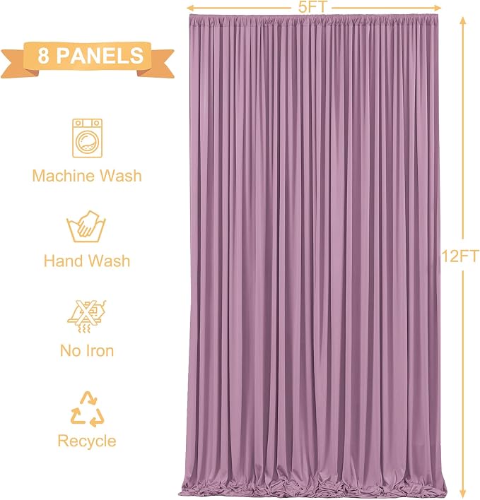 8 Panels Dusty Pink Backdrop Curtains - Image 5