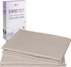 California Design Den Pillow Cases King Size Set of 2-1000 Thread Count Sateen, Soft and Thick 100% Cotton King Pillowcases, Durable - Beige (Sand Tone)