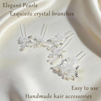 15Pcs Silver Pearl Hair Pins for Wedding Bridal White Flower Hair Pins Decorative, Silver Hairs Accessories Flower Pearl Hairs Clips Gifts for Women, Bridesmaid, Bridal, SilverB