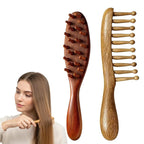 Loc Brush for Dreads, 2 Pack Golden Sandalwood Scalp Massager Comb, Handheld Locs Brush for Gentle Styling and Relaxing Head Massage, Ergonomic Handle for Easy Control