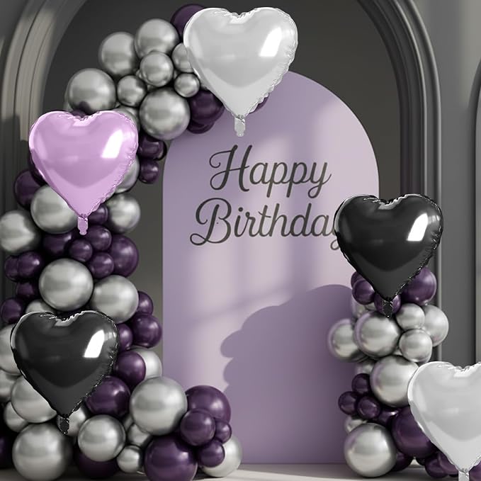 Purple and Black Heart Balloons - Image 7