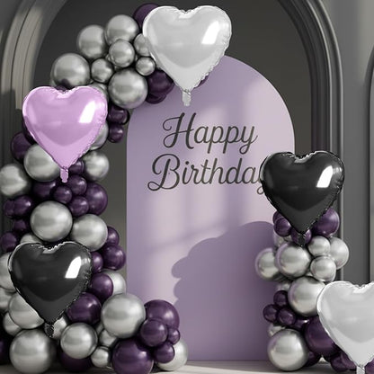 Purple and Black Heart Balloons - Image 7