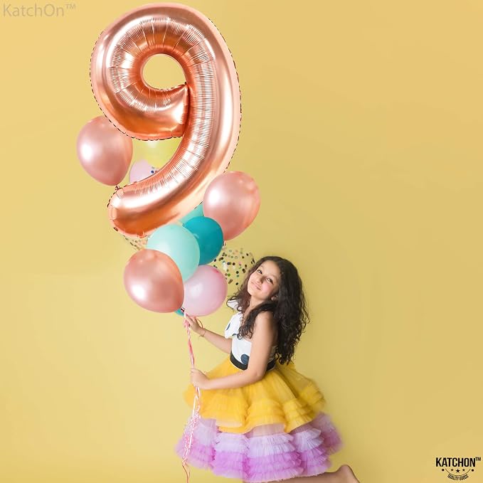 KatchOn, Rose Gold Number 9 Balloon - Image 7
