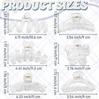 12 Pcs Claw Clips, Multi-Shapes Hair Clips for Women Girls, Non-Slip Large Jaw Claw Clips for Thick Thin Curly Hair Accessories (Clear)