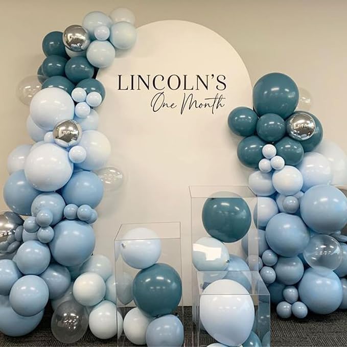 Dusty Blue Grey Balloons Garland Arch Kit, Slate Dark Dusty Petrol Blue Balloon - Image 5