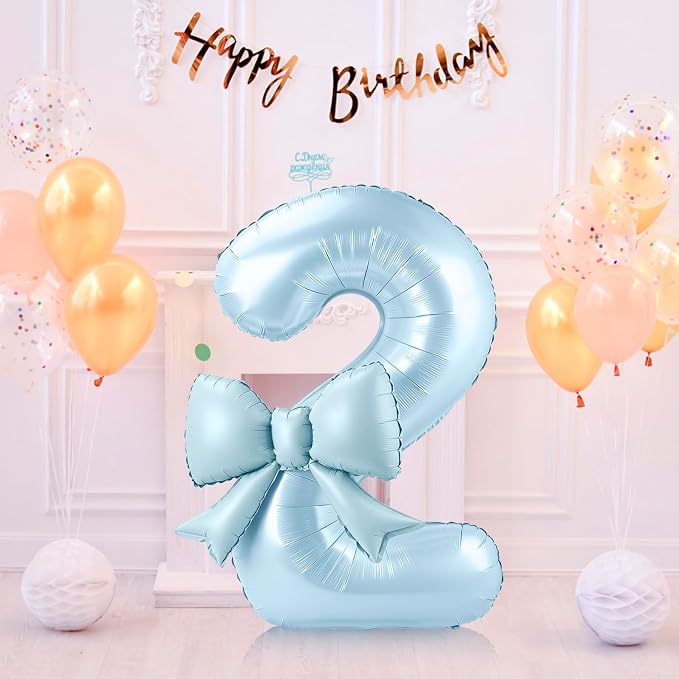 40 Inch Number 2 Balloon with Bow, Coquette Aesthetic Foil Balloon - Image 7