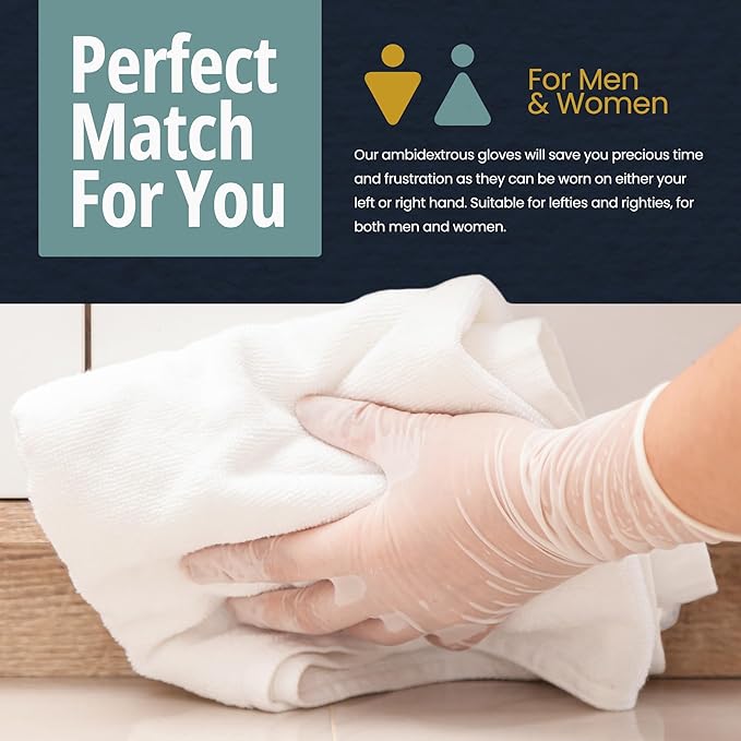 MED PRIDE Medical Vinyl Examination Gloves (Medium, 100-Count) Latex & Rubber Free, Ultra-Strong, Clear Disposable Powder-Free Gloves for Healthcare & Food Handling Use