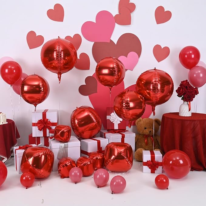 HILAVO 12PCS Red Round Foil Balloons - Image 8