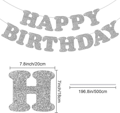 Silver Happy Birthday Banner Birthday Party Decorations Happy Birthday Banner - Image 6