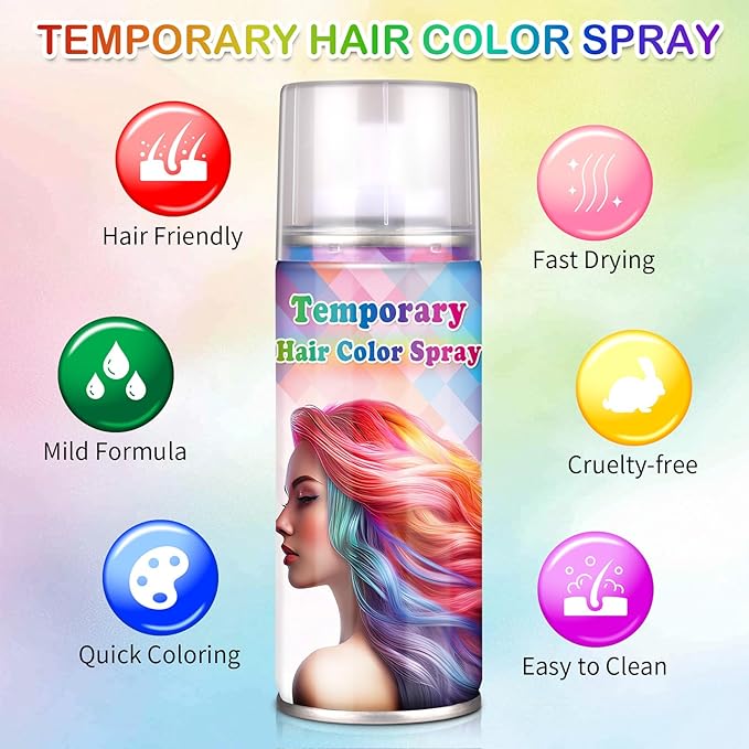 Temporary Hair Color Spray for Women and Kids,One-Time Use Black Temporary Hair Dye,Quick-drying Colored Hair Spray for Halloween,Christmas,Cosplay,120ML (Black）