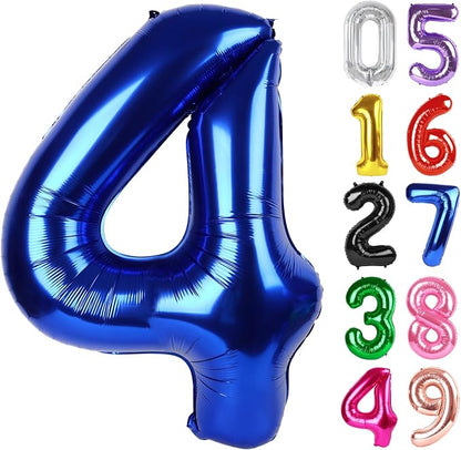 NightBlue Number 4 Balloon 40 Inch, 4th Birthday Decorations Men Women | Foil by IWERP