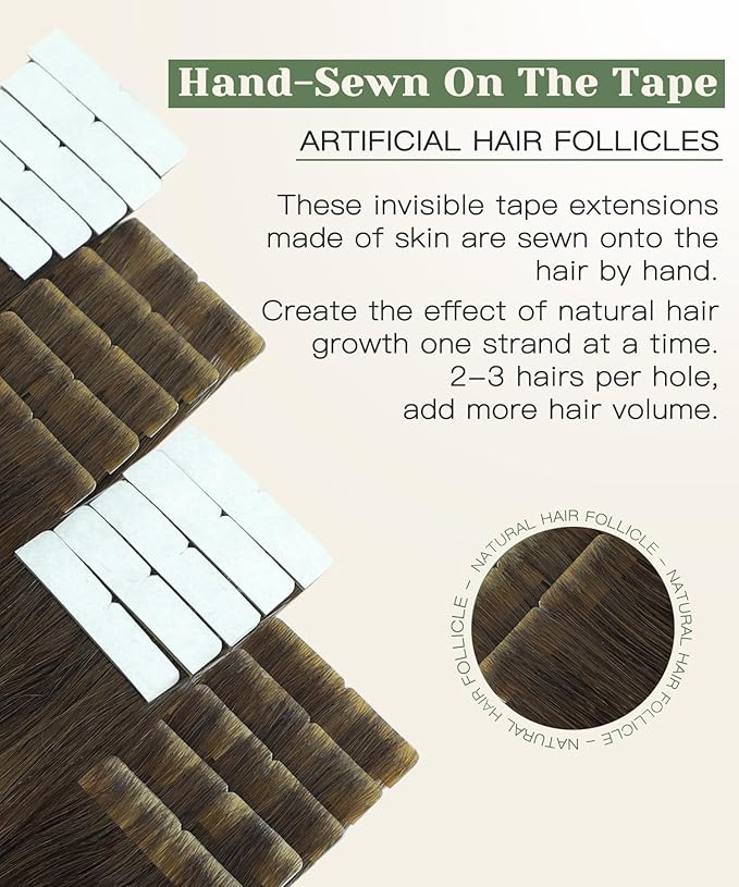 SURNEL Invisible Tape in Hair Extensions 22Inch Chocolate Brown to Caramel Blonde Seamless Injected Tape in Extensions Human Hair 20Pcs 50g(#4274,22)