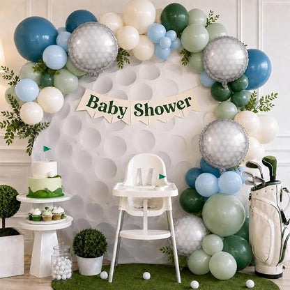Golf Party Balloons, 12 Inch Retro Blue Dark Light Green and White Latex - Image 5