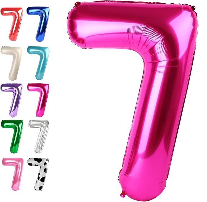 Hot Pink Number 7 Balloon 40 inch, Balloon numbers party supplies, deco photo by Upgesy
