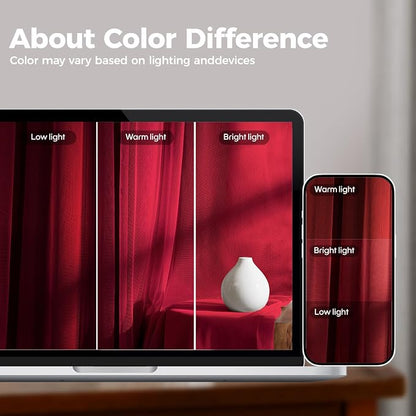100% Blackout Curtains for Bedroom, Double Layer Red Curtains, Room Darkening - Image 5