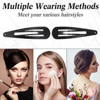 WILLBOND 30 Pieces 3.1 Inch Large Metal Snap Hair Clips Nonslip Barrettes Women Hair Accessories(Black)