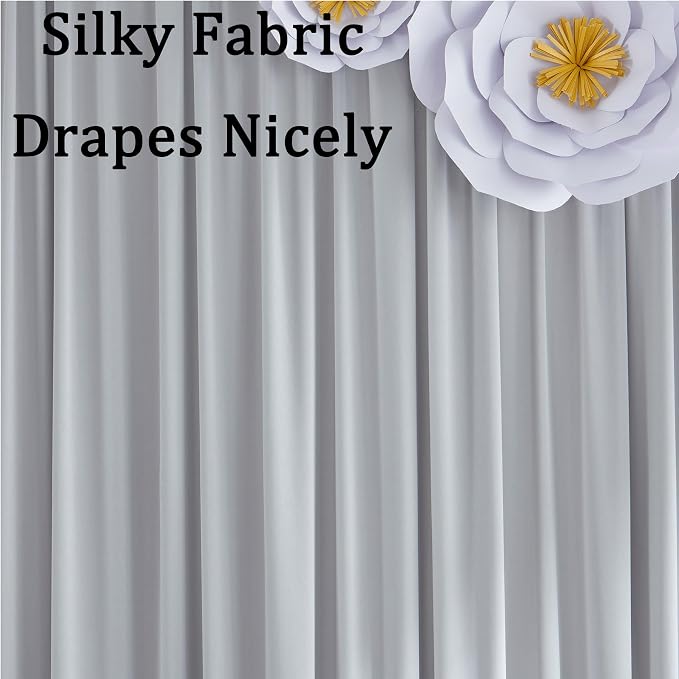 40ft x 10ft Wrinkle Free Silver Backdrop Curtains - Image 4