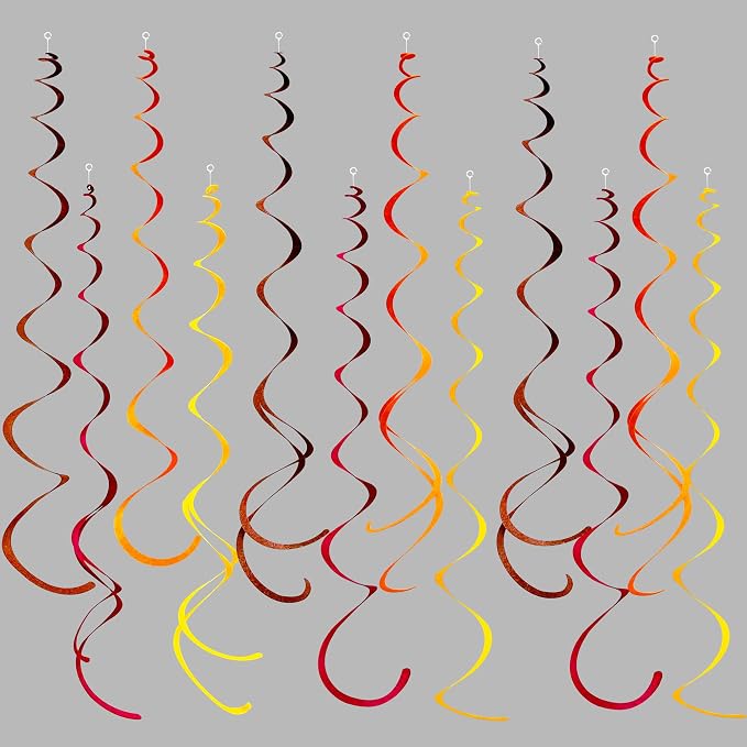 36 Pcs Fall Hanging Swirl Decorations Brown Burgundy Orange Yellow Felt Swirl by pinkblume