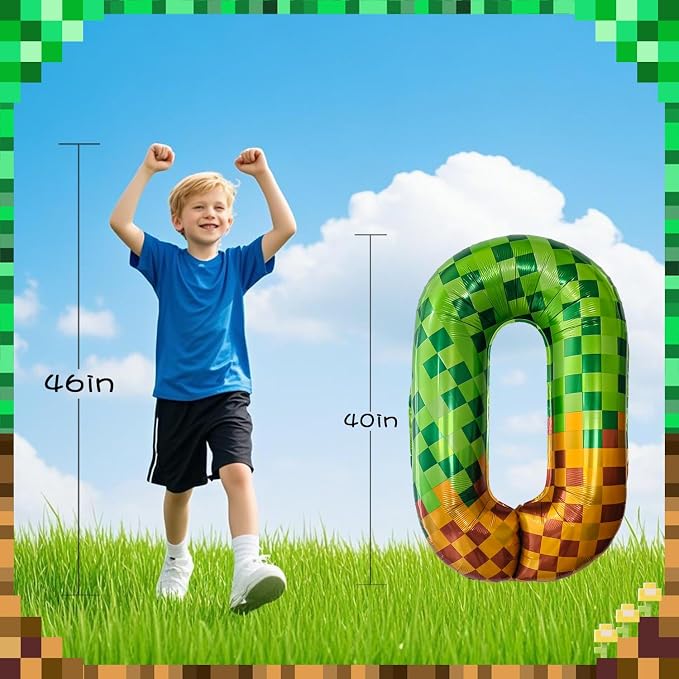 Pixel & TNT Theme 40in Giant Number Balloons - Image 4