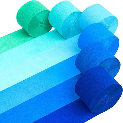 6 Blue Streamers, 492ft Pack of Crepe Paper Bachelorette Party Decorations | by CaptainD%C3%A9cor