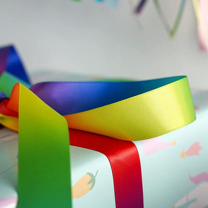 Satin Ribbon 1 inch Rainbow Ribbon Rainbow Satin Ribbons Neon Color Ribbons - Image 6